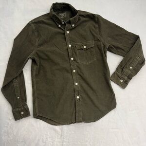 Abercrombie & Fitch Shirt Men S Green Corduroy Button Down Heritage Workwear Y2K